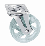 Мебельное колесо, D=75 мм, без стопора, силиконовое прозрачное (KM-B075MM-00)