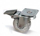 Мебельное колесо, D=50мм, со стопором, силиконовое прозрачное (KM-AH50MM-00)