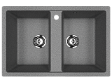 Мойка кухонная прямоугольная, две чаши, искусственный камень, цвет темно-серый (ES-23/309)