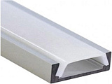 Алюминиевый накладной профиль 15,2x6 мм, L=2 м с матовым экраном, заглушками, серебристый (SP261)