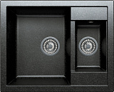 Мойка кухонная прямоугольная, искусственный гранит (кварц), цвет черный (R-109/911)