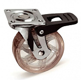 Мебельное колесо, D=50 мм, со стопором, силиконовое коричневое  (KM-BH50MM-30)
