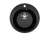Мойка кухонная врезная из искусственного камня круглая Ø475 мм, глубина 170 мм, цвет черный оникс мат, без сифона (PR-M-475-04)